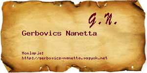 Gerbovics Nanetta névjegykártya